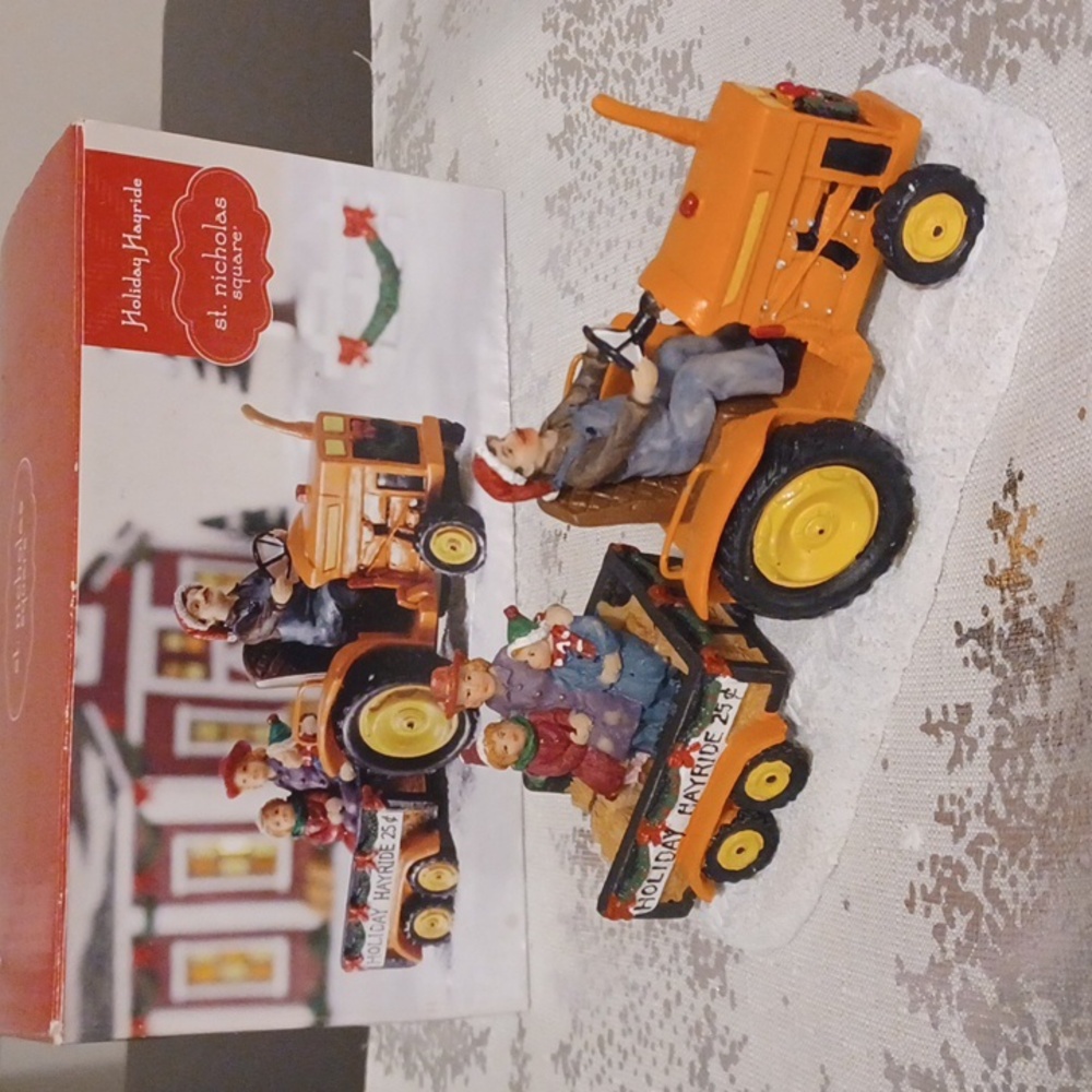 Holiday Hayride St. Nicholas Square Tractor Village Accessory Handpainted